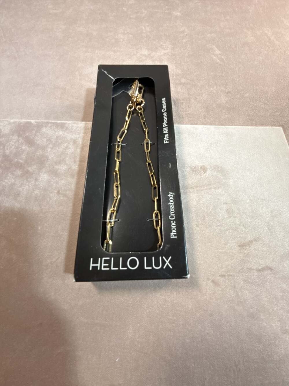 Hello Lux Phone Crossbody Shiny Gold Paper Clip Chain (box B2-2066)